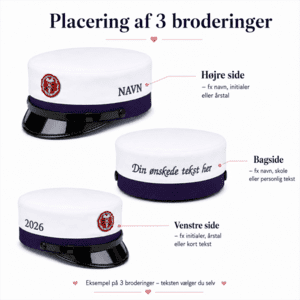 EUD Studenterhue med 3 broderinger