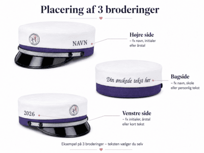 SOSU Assistent uddannelses Hue med special kokarde og 3 broderinger